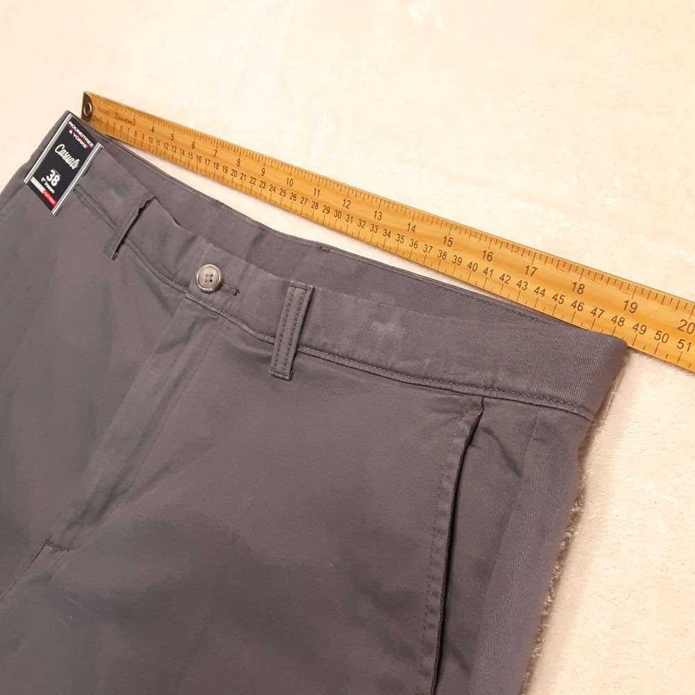 Roundtree & Yorke Casuals Mens Flat Front Chino Shorts 38 Gray 9" Inseam Stretch - Picture 6 of 9